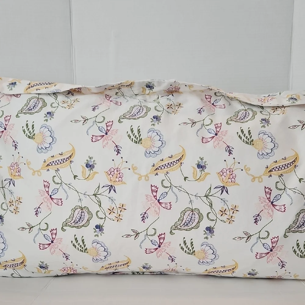 DownTown Company Floral Paisley Yellow  Blue Cotton King Duvet & Pillow Sham Set